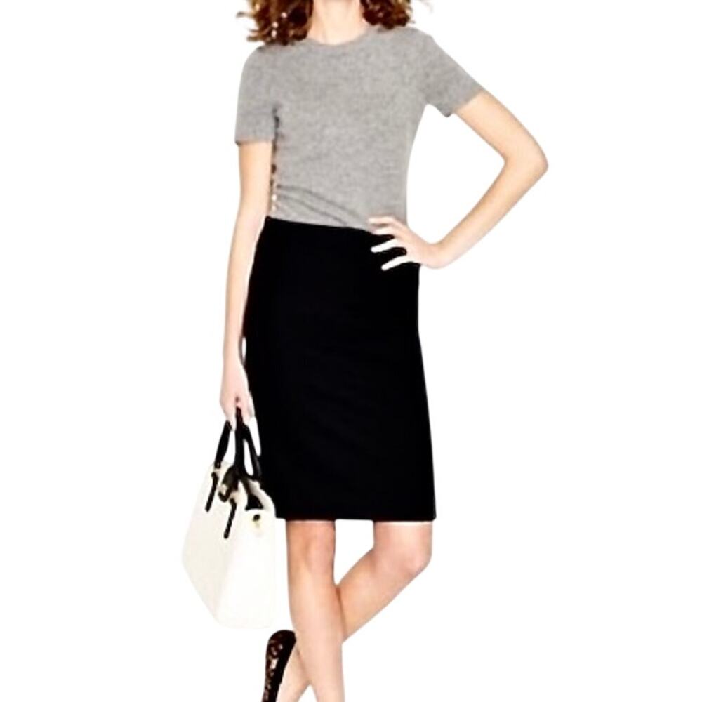 NWT J Crew Black Wool Blend Midi Pencil Skirt Classic Minimalist Preppy Career